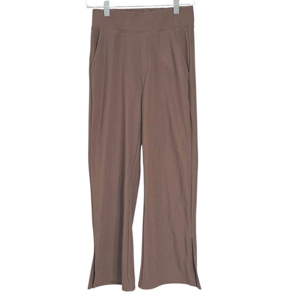 Move Theology Brown Wide-Leg Split Hem Ribbed Lounge Pants M - Picture 3 of 5
